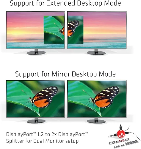 Vista 2 de Club3D CSV-6200 Multi Stream Transport (MST) DisplayPort a DisplayPort Multi Monitor Splitter - 2 puertos MST Hub - DP 1.2 a 2x DP MST Hub USB