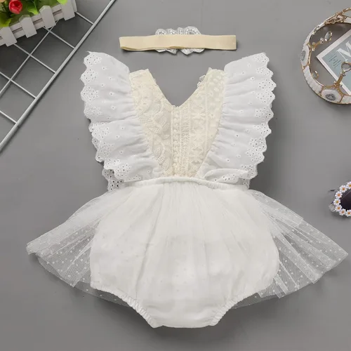 Vista 3 de Traje de bebé recién nacido para primer cumpleaños, traje de encaje bohemio, vestido tutú, brillante, banda para sesión de fotos, ropa