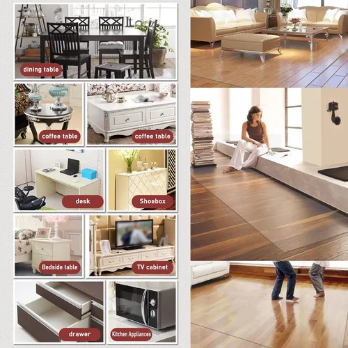 Vista 7 de Tapete rectangular transparente para silla para alfombras y suelos duros, 0.118 in de grosor para sillas rodantes, impermeable, de alta resistencia