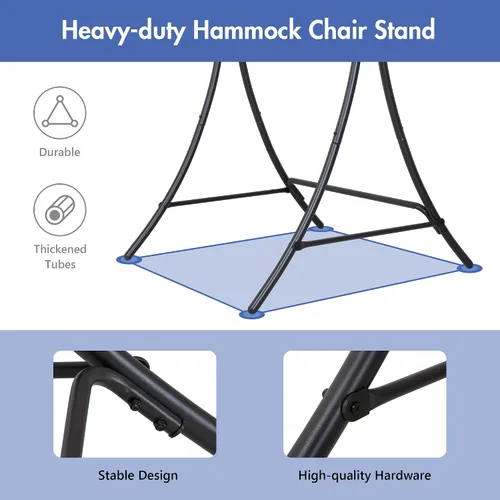 Vista 4 de ANOW Hamaca de macramé resistente con soporte, silla colgante azul