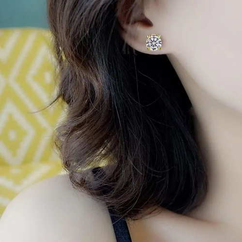 Vista 7 de Konix DiamondCut - Aretes de magneterapia de linfa desintoxicación de linfa Metizpro 4 unidades Oro rosa Acero inoxidable Plata