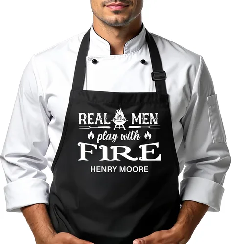 Vista 10 de Delantal para barbacoa y parrilla, regalo personalizado para el día del padre para papá, maestro de parrilla, abuelo, delantal de chef, delantales