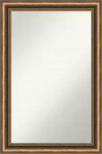 Vista 213 de Amanti Art Espejo de baño de bronce para sobre fregadero, 24 x 24 pulgadas, espejo de tocador cuadrado estrecho de bronce Manhattan, marco de madera