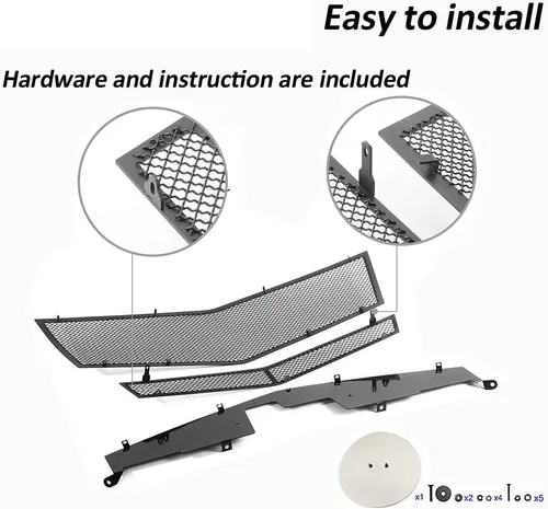 Vista 4 de Compatible con Cadillac CTS 2008-2013 Rejilla de malla de acero inoxidable Combo (no para CTS-V o modelo con control de crucero adaptativo)