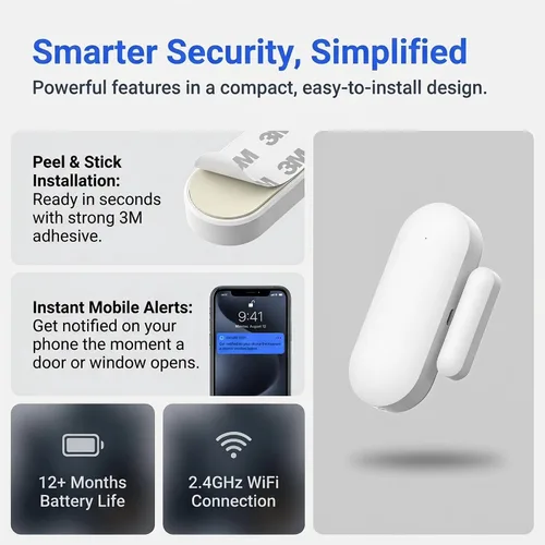 Vista 6 de Sensores de puerta inteligentes WiFi que alertan a tu teléfono