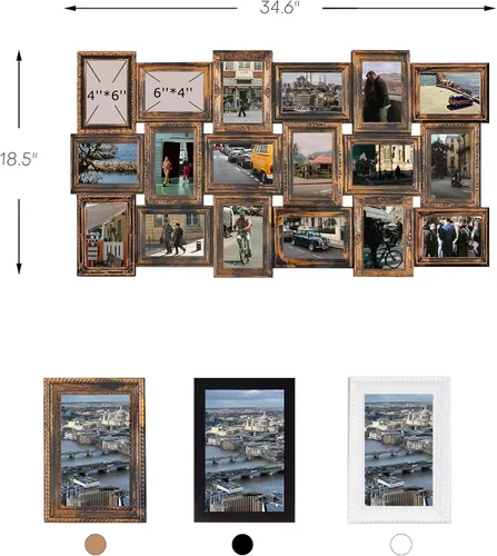 Vista 3 de Jerry & Maggie Marcos de fotos de collage de 4 x 6 pulgadas para decoración de pared, collage de 18 aperturas para colgar en la pared para fotos