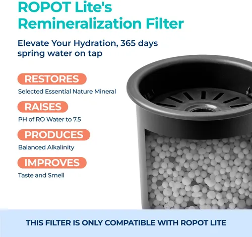 Vista 3 de Bluevua Filtros de remineralización de doble paquete, juego de un año para RO100ROPOT-LITE, alcalinos para filtro de ósmosis inversa, remineralizar