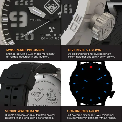 Vista 34 de HAZARD 4 Heavy Water Diver™ : Titanium Tritium Dive-Watch