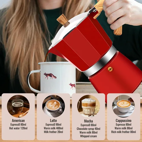 Vista 72 de Cafetera clásica de aluminio para 3 tazas Azul