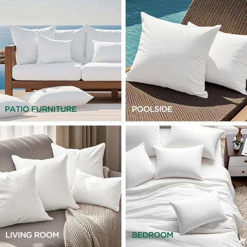Vista 8 de Codi Juego de 2 rellenos de almohada para exteriores de 18 x 18 pulgadas, almohadas impermeables para muebles de patio