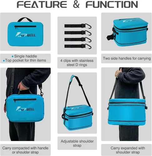 Vista 5 de UPWELL Accesorios para tabla de remo, bolsa enfriadora impermeable de SUP con cremallera de TPU, bolsa seca de PVC, 30 latas, bolsa enfriadora