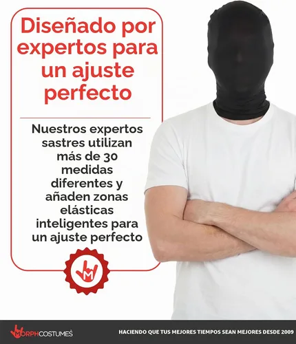 Vista 3 de Morphsuits - Máscara facial negra, máscara de Halloween, accesorios