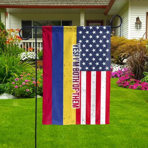 Vista 2 de Bandera orgullosa de la mitad de Colombia, bandera colombiana de la amistad de Estados Unidos, mi hogar, mi sangre de casa, bandera de Estados