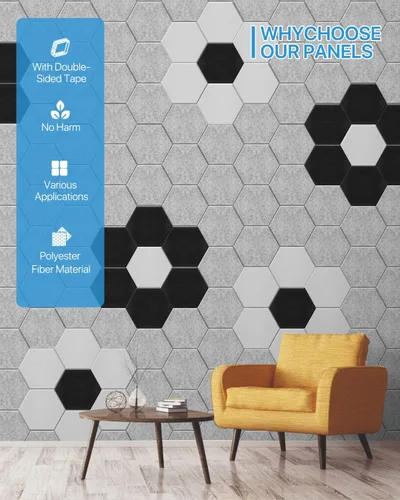 Vista 2 de Paneles de pared insonorizados, paneles acústicos autoadhesivos que absorben el sonido, paneles de espuma acústica de alta densidad, paneles