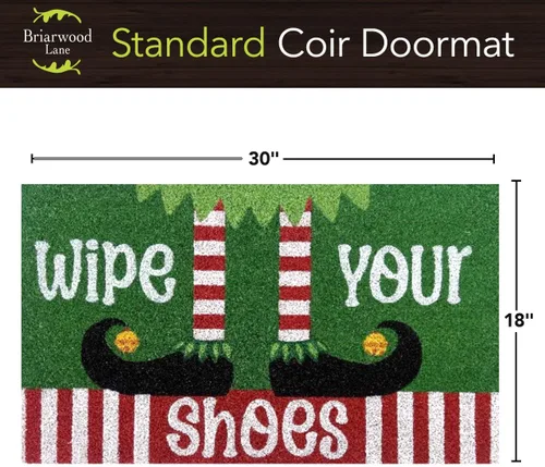 Vista 3 de Briarwood Lane Wipe Your Elf Shoes Coir Felpudo 18 x 30