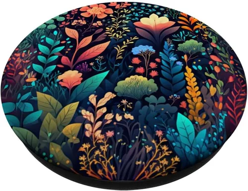 Vista 2 de Acuarela floral vegetación botánica follaje flores de jardín PopSockets intercambiables PopGrip