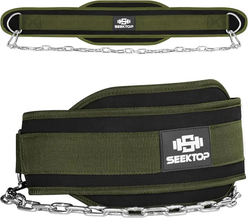 Vista 11 de Seektop Dip Belt With Chain for Weightlifting - Neoprene Waist Belt for GYM Workout, Pull Ups, Crossfit, Weight Lifting, Squat, Training, Fitness