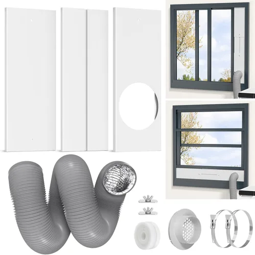 Vista 8 de Kit de Ventana para Ventilación de Secadora, Kit de Conducto de Ventana con Manguera, Paneles de Sellado de Ventilación de Secadora Ajustables que