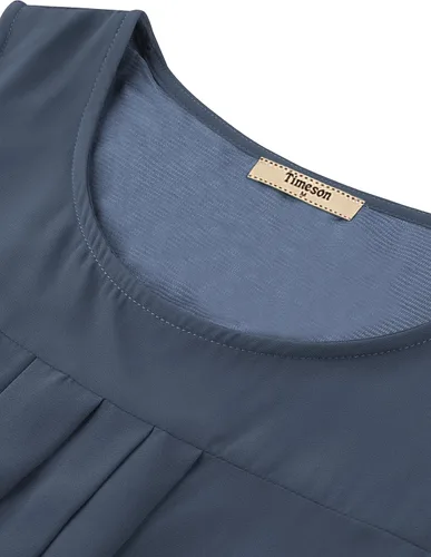 Vista 19 de Timeson - Camiseta de gasa sin mangas, blusa tipo túnica informal de doble capa para mujer
