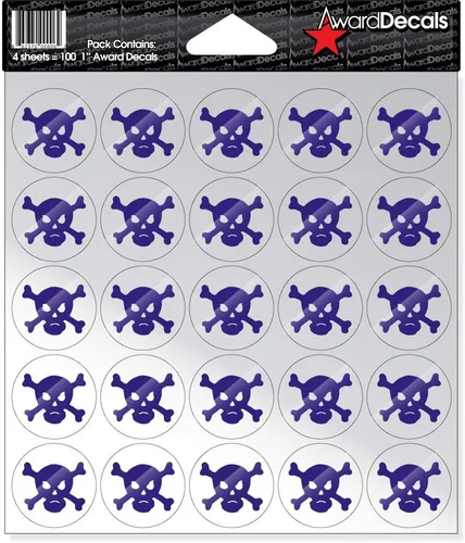 Vista 4 de Award Decals Cráneo y hueso cruzado (negro sobre transparente)