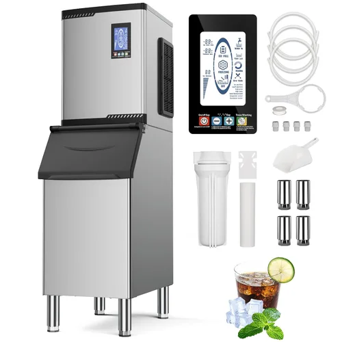 Vista 14 de Commercial Ice Maker Machine, 600LBS/24H with 400LBS Storage Bin Classic Silver