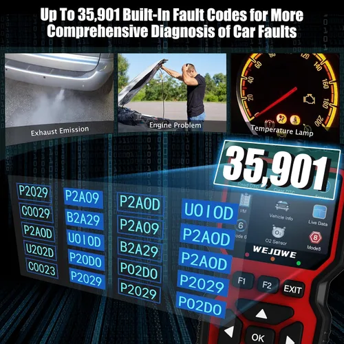 Vista 3 de WEJOWE Herramienta de diagnóstico del escáner OBD2 mejorada, lector de código de motor OBD2 escáner con reinicio, prueba de batería, modo de luz