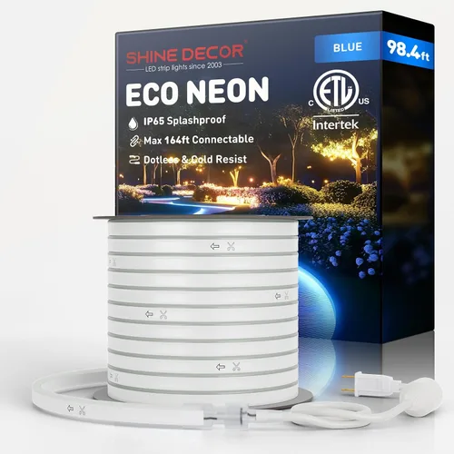 Vista 14 de luces LED de cuerda AC 120V, tira de neón eco de 120LEDs/M sin puntos, conectable y cortable, IP65 impermeable y resistente al clima para el hogar