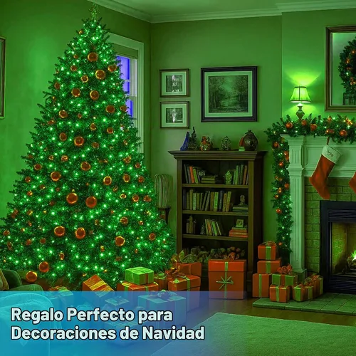 Vista 8 de Luces de Navidad 500 LED de 164 pies, luces impermeables para árbol de Navidad con 8 modos, control remoto, 3 temporizadores y función de memoria