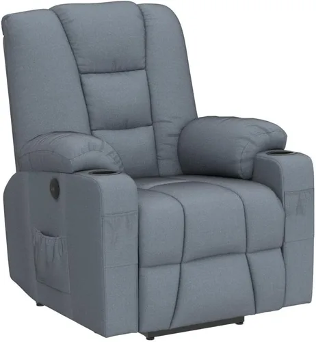 Vista 4 de MEETWARM Silla reclinable eléctrica para personas mayores con calefacción por vibración, masaje de tela suave, con 2 controles remotos, puertos USB