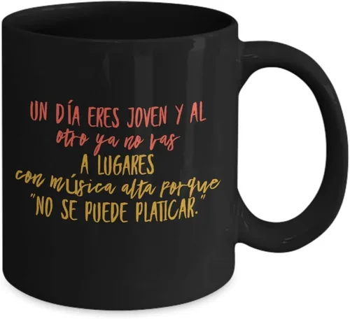 Vista 2 de Taza de Cafe Lugares Vaso, taza café divertidas, tazas personalizadas, taza de café inspiradoras, taza con mensajes positivos., 11onza, Negro