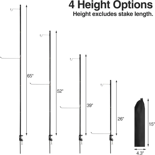 Vista 2 de REDCAMP Farol plegable de 72 pulgadas de alto con estacas y ganchos, postes de lámpara plegables de aleación de aluminio ultraligeros portátiles