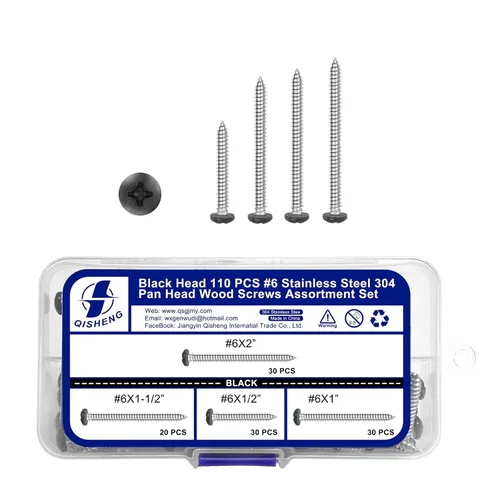 Vista 17 de QISHENG Black Head 100 PCS #4x1/4(0.25 pulgadas) Tornillos Phillips para Madera de Cabeza Redonda de Acero Inoxidable, Tornillo de Acero Inoxidable