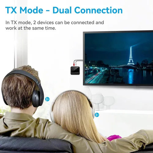 Vista 3 de Adaptador de audio Bluetooth para estéreo casero: receptor transmisor dual RCA auxiliar para auriculares de TV