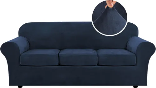 Vista 73 de H.VERSAILTEX - Funda elástica para sofá de 2 piezas, funda protectora de terciopelo, suave, con parte inferior elástica, con un ancho de hasta 49