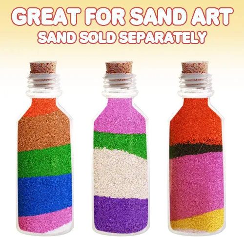 Vista 4 de ArtCreativity 12 botellas de arte de arena de plástico de 2 onzas con corchos, botellas de arte de arena a granel de 3.75 pulgadas para kit de arte