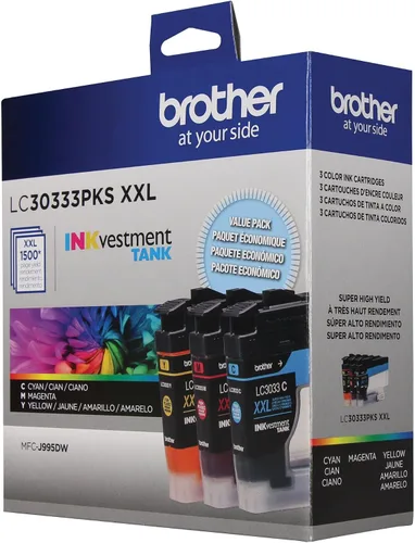 Vista 3 de Brother Genuine LC30333PKS, paquete de 3 cartuchos de tinta de tanque INKvestment de color de súper alto rendimiento; incluye 1 cartucho de cada uno