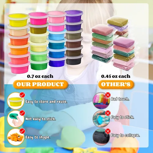 Vista 3 de Kit de arcilla de modelado - 24 colores de arcilla seca al aire, arcilla de moldeo DIY con herramientas, manualidades artísticas para niños, regalo