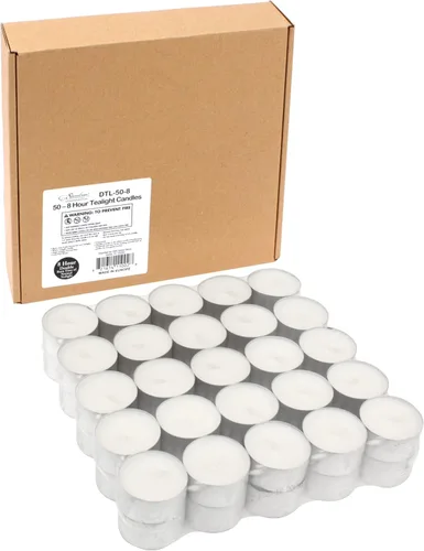 Vista 6 de Stonebriar Paquete de 50 velas de té largas sin perfume sin perfume con 8 horas de tiempo de combustión extendido, color blanco, 50
