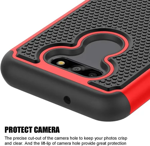 Vista 5 de Funda a prueba de golpes para LG Aristo 5 / Aristo 5+ / Fortune 3 / Risio 4 / Phoenix 5 / K8X / K31 / Tribute Monarch (5.7 pulgadas, 2020) [Rojo]