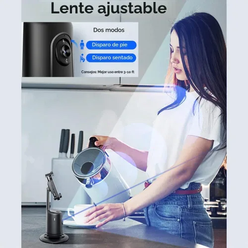 Vista 4 de Smart 360° Auto Face Tracking Gimbal Desktop Selfie Stabilizer Robot Camaraman con lente ajustable Base estable Soporte de teléfono para Smartphone