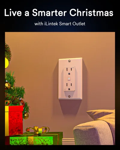 Vista 6 de iLintek - Enchufe eléctrico estándar inteligente, enchufe de pared inteligente que funciona con Alexa y Google Home, certificado ETL y FCC, WiFi