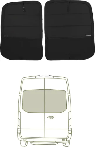 Vista 32 de Cubierta opaca aislante para ventana diseñada para Ford Transit alto/medio, borde de plástico completo de 130 pulgadas de longitud, ventana trasera