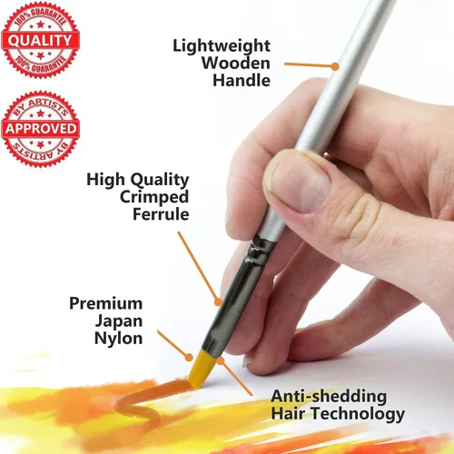 Vista 3 de Pinceles de pintura artística para pintura acrílica, acuarela, óleo, gouache, pinceles para pintura corporal y facial para adultos. Juego de 7