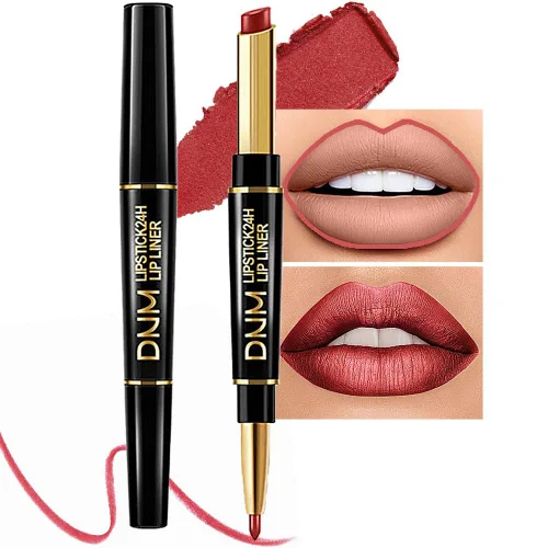 Vista 37 de evpct Juego de 1 lápiz labial y delineador de labios rojo rubí para mujer, kit mate con delineador de labios, manchas de labios duraderas