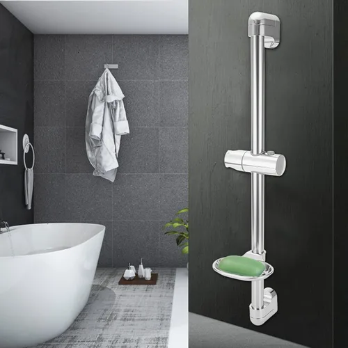 Vista 4 de ViaGasaFamido Barra deslizante de ducha de 24 pulgadas, montaje en pared, de acero inoxidable, barra deslizante para baño con soporte de ducha