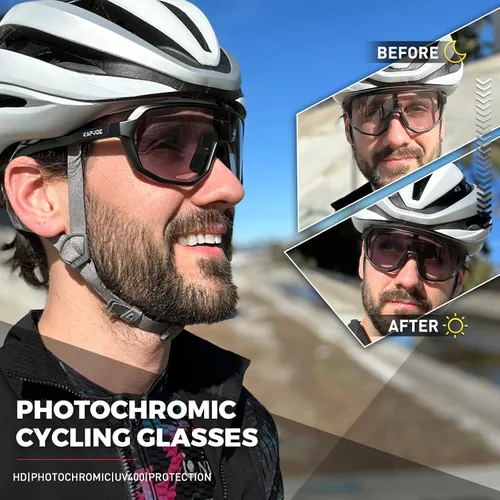 Vista 2 de KAPVOE Gafas de ciclismo fotocromáticas para hombres y mujeres, gafas de sol de bicicleta de montaña, gafas deportivas con protección UV