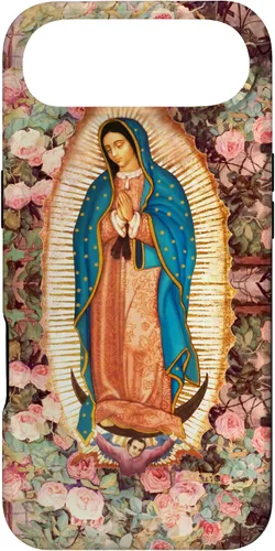 Vista 27 de Lady of Guadalupe - Carcasa para iPhone 17, diseño de flores rosadas