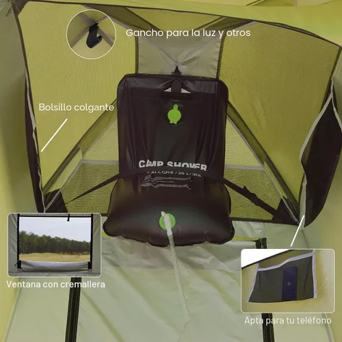 Vista 5 de Vidalido Tienda de ducha para acampar al aire libre, fácil instalación, tienda de campaña de privacidad, vestuario, tiendas de campaña portátiles