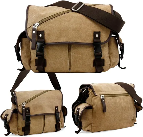 Vista 2 de OCT17 Bolso de mensajero para hombre, bolso de hombro universitario de lona vintage, bolso de mano militar para portátil