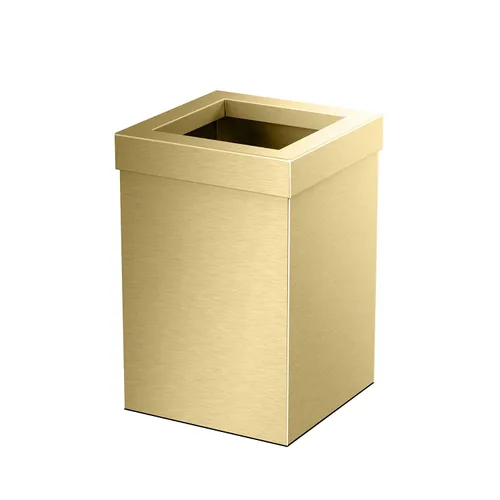 Vista 21 de Gatco Papelera Moderna Cuadrada, Combo Negro Mate y Latón Cepillado - Papelera de Acero Inoxidable con Tapa Extraíble, Resistente a Fugas, Capacidad